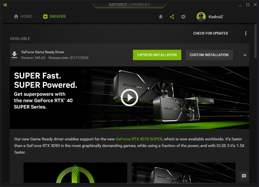 Nvidia Ushers in 2024 with GeForce RTX 4070 SUPER Support in Latest Driver Update