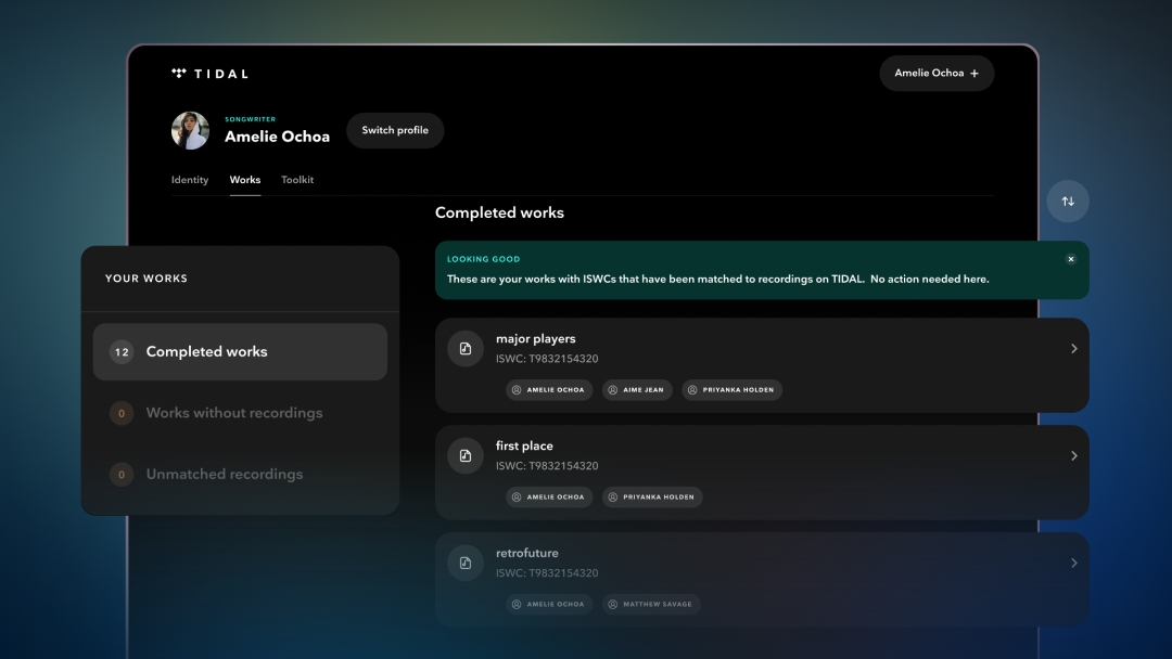 Tidal songwriters dashboard