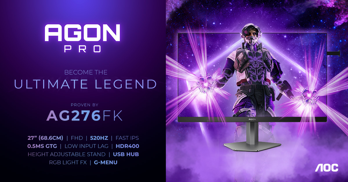 AOC Debuts AGON PRO AG276FK Gaming Monitor, Up To 520 Hz Refresh Rate For £499 1