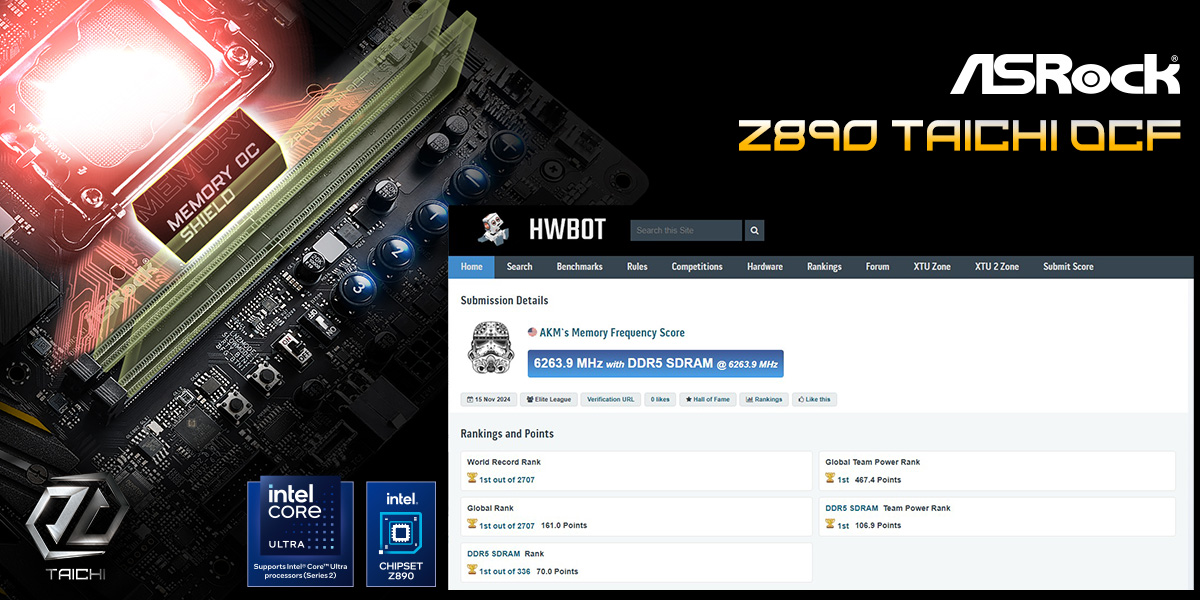 V-Color DDR5 CUDIMM Memory Pushed To 12527 MT/s, Breaking World Record Once Again On ASRock Z890 Taichi OCF 1