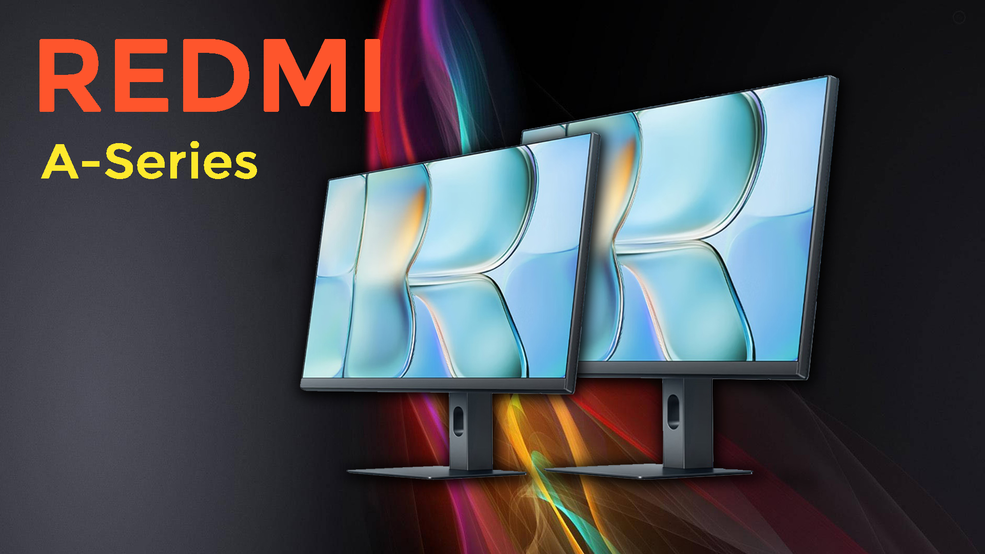 Redmi A-Series monitors with sleek design and vibrant display, shown in dynamic background.