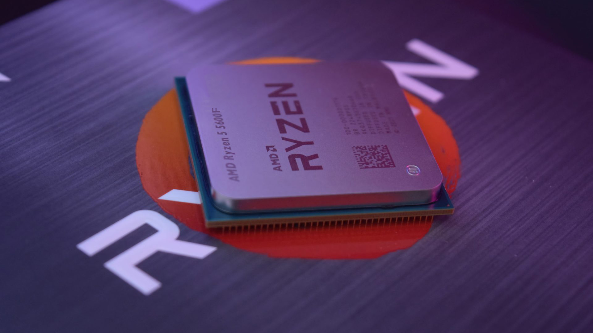 AMD Ryzen 5 5600F processor on branded packaging.