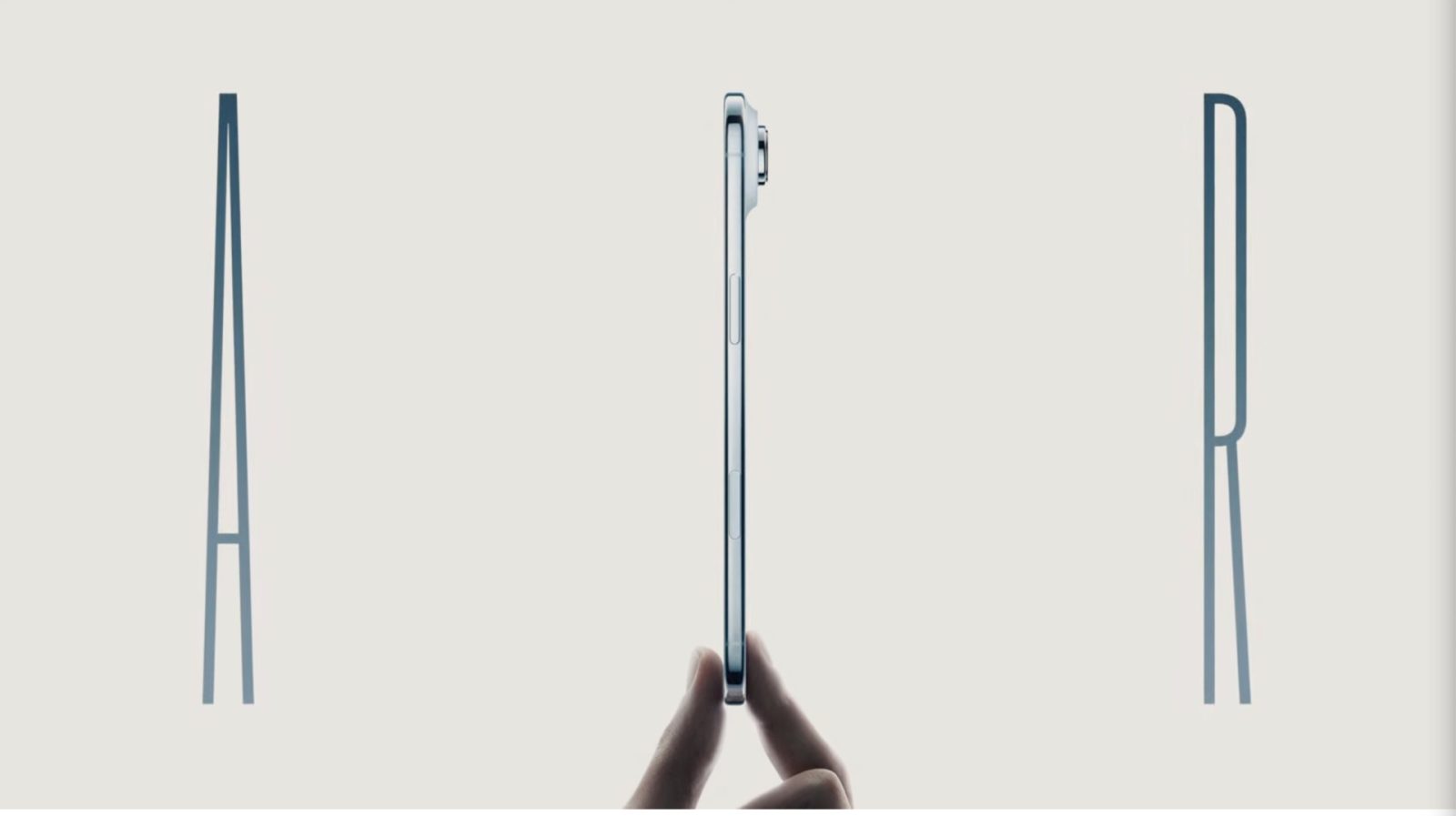 Apple iPhone Air design showing single earpiece speaker, replacing stereo setup for ultra-thin profile.