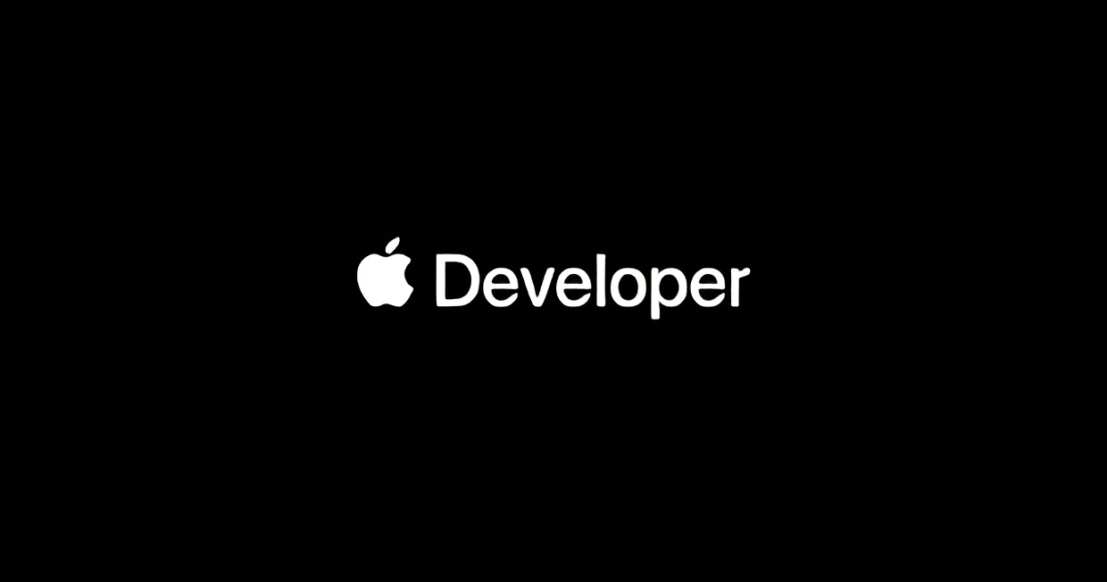 Apple Developer logo on black background.