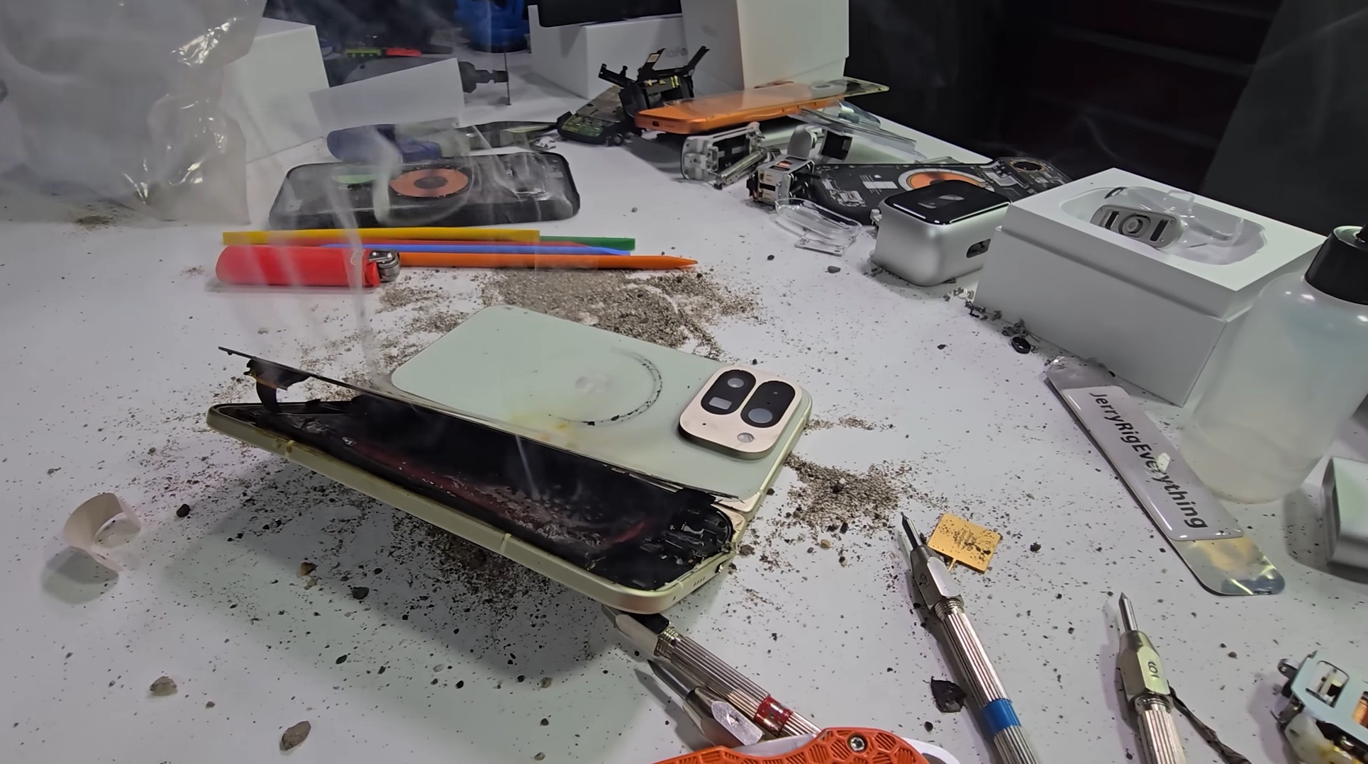 A durability test performed on the Pixel 10 Pro Fold has its battery catch fire
