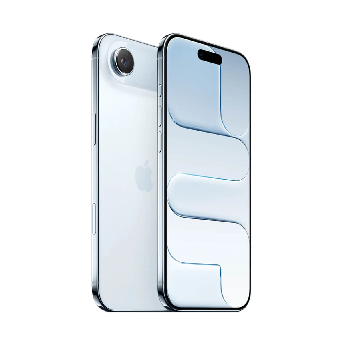 Apple iPhone with a silver back and screen displaying abstract design.