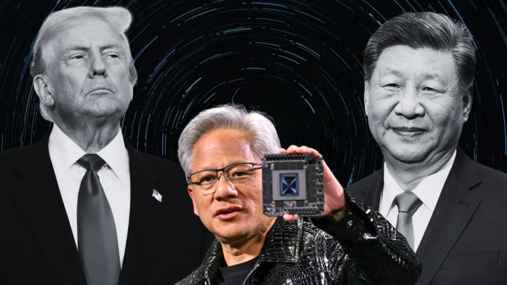 Unbranded microchip held in front of a swirling starry background.