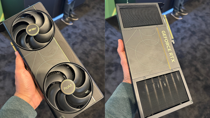 An ASUS ProArt graphics card is shown with dual fans and 'GEFORCE RTX' text visible on the side.