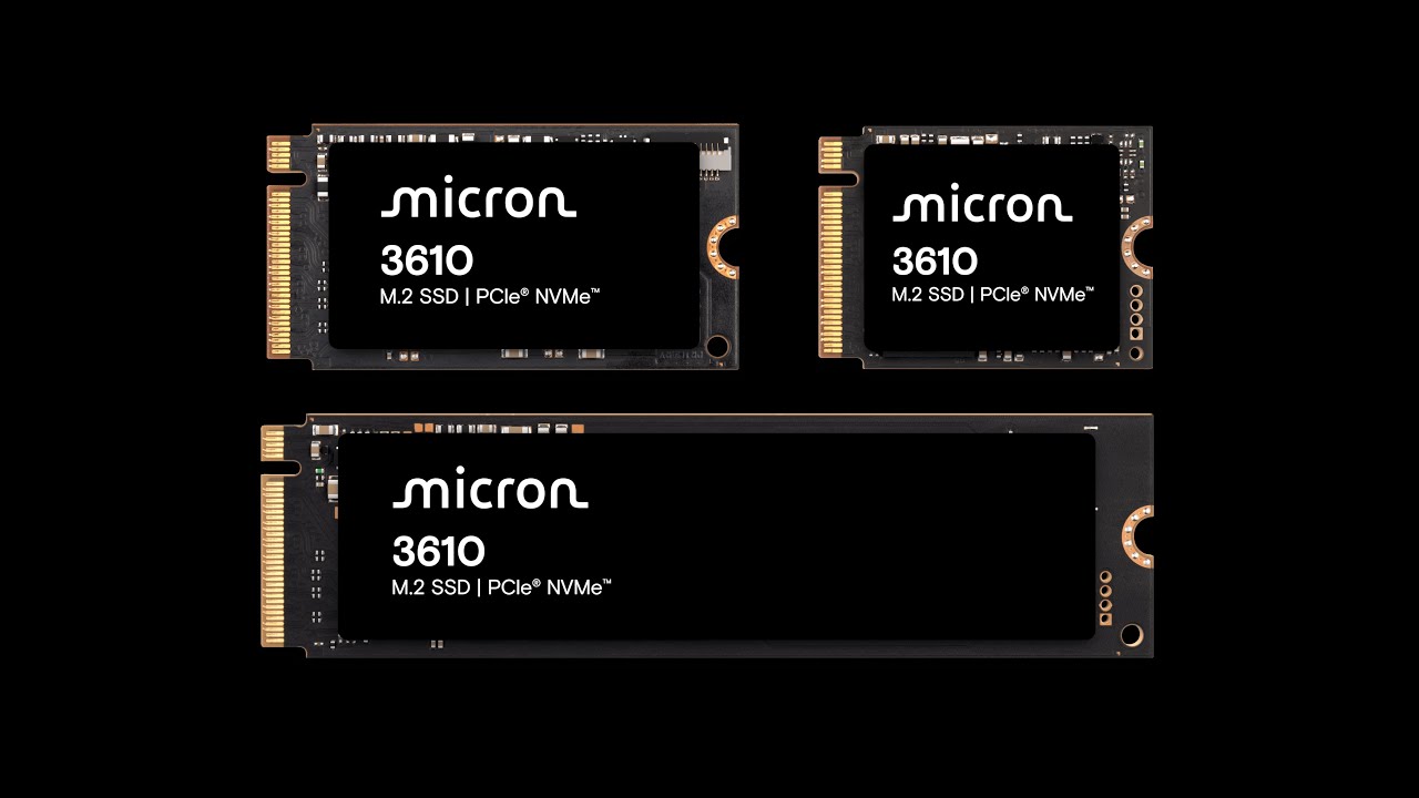 Three Micron 3610 M.2 SSDs displayed, featuring 'M.2 SSD