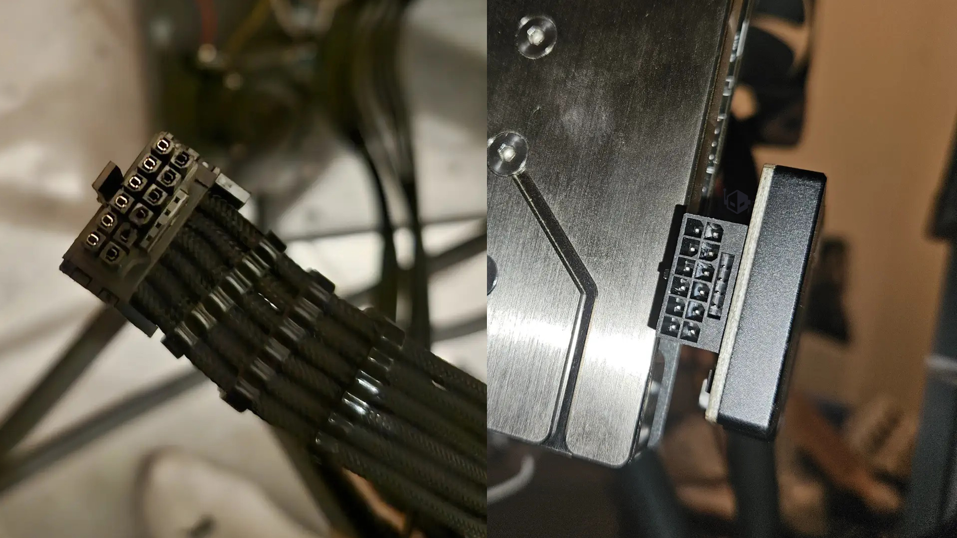 A close-up of an unbranded power cable connector and its corresponding socket on a metallic component, highlighting the pin