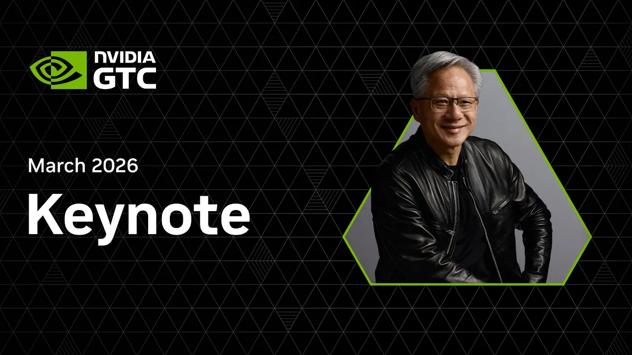 An NVIDIA GTC promotional image featuring the text 'March 2026 Keynote' alongside a person in a leather jacket.