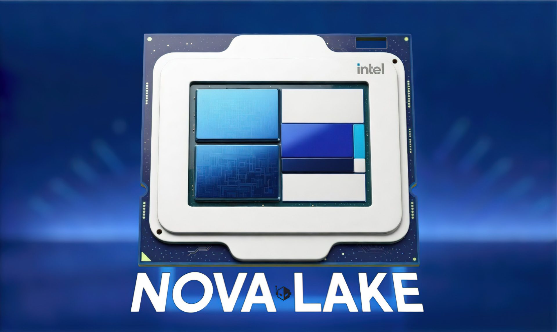 An Intel processor with the text 'NOVA LAKE' displayed below it.
