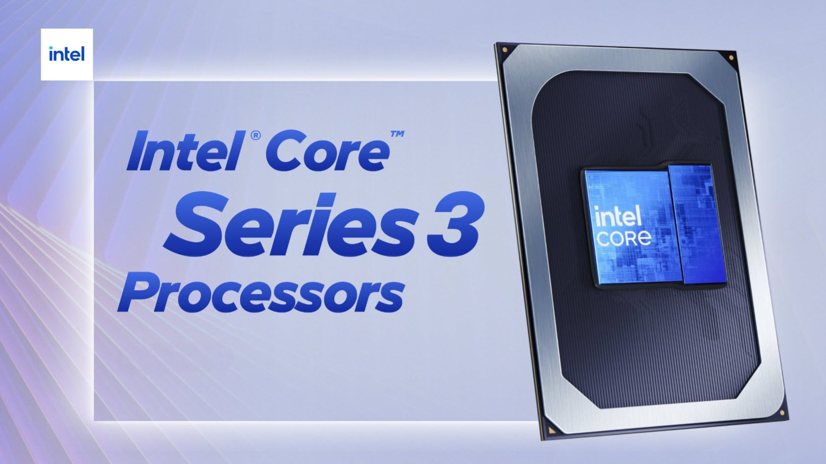 An Intel promotional image displays a processor with the text 'Intel Core Series 3 Processors' alongside a visual of the chip.