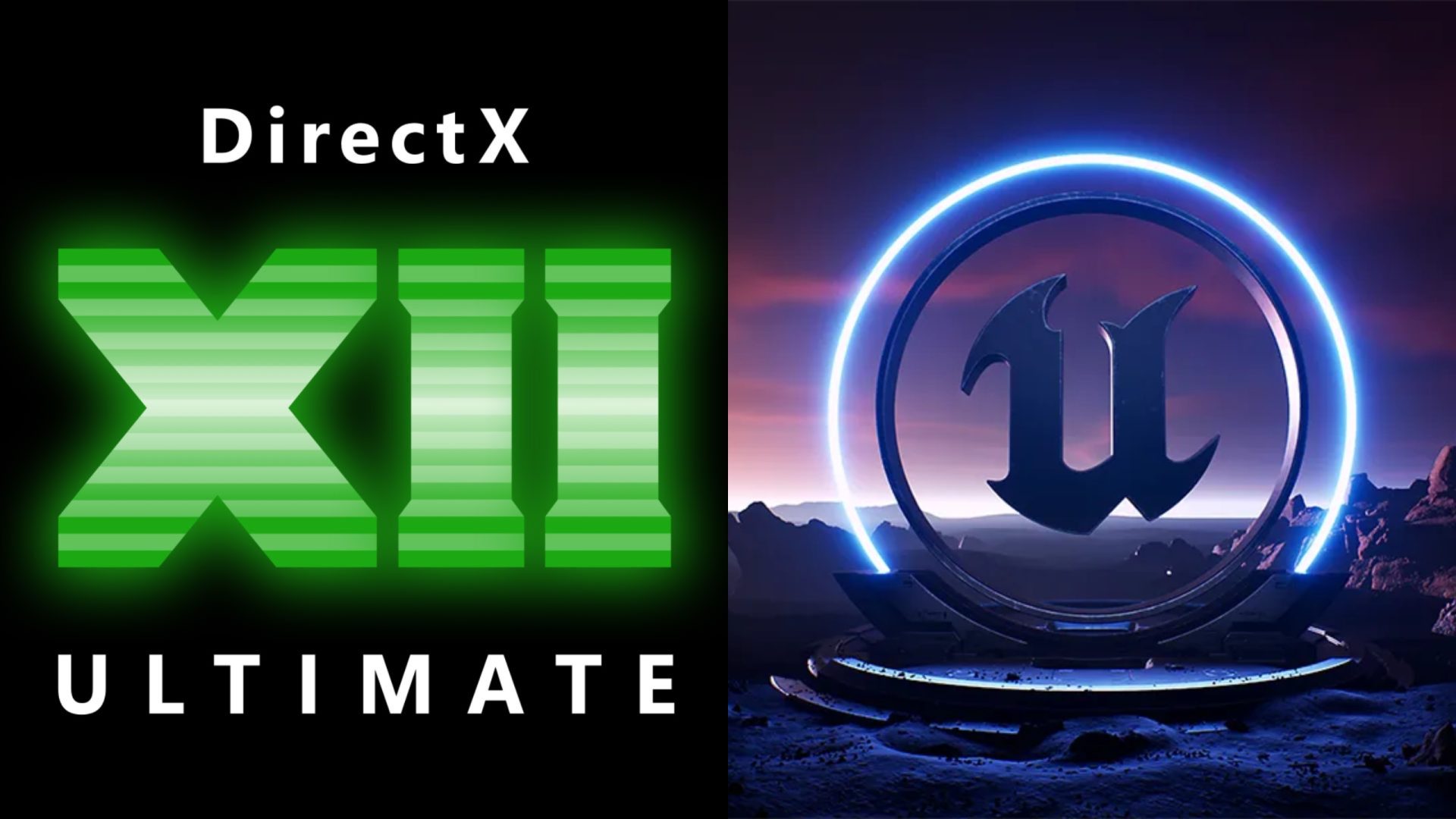 The image features the logos for 'DirectX 12 Ultimate' and 'Unreal Engine,' side by side.