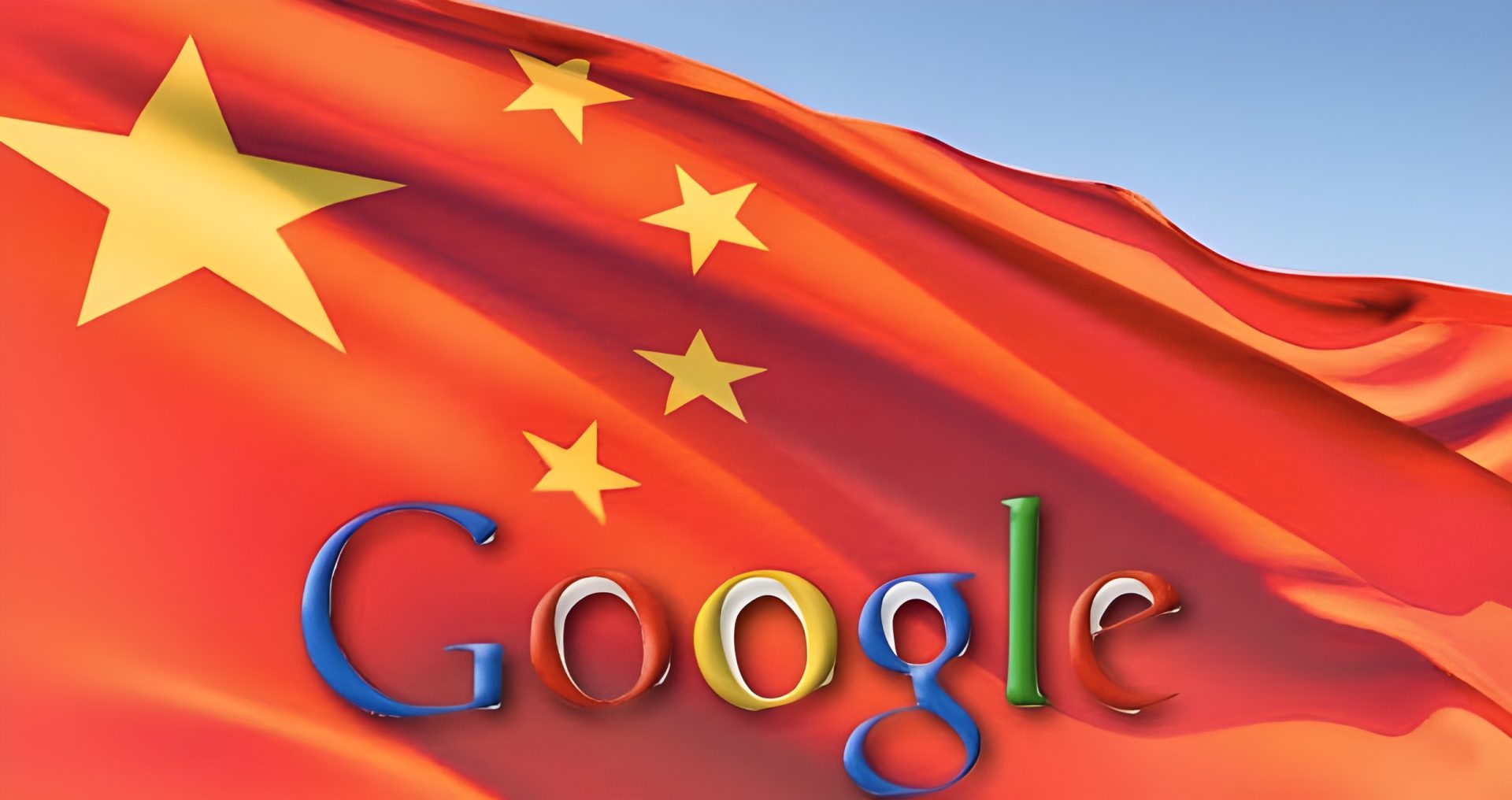 The Google logo is superimposed over the Chinese flag.