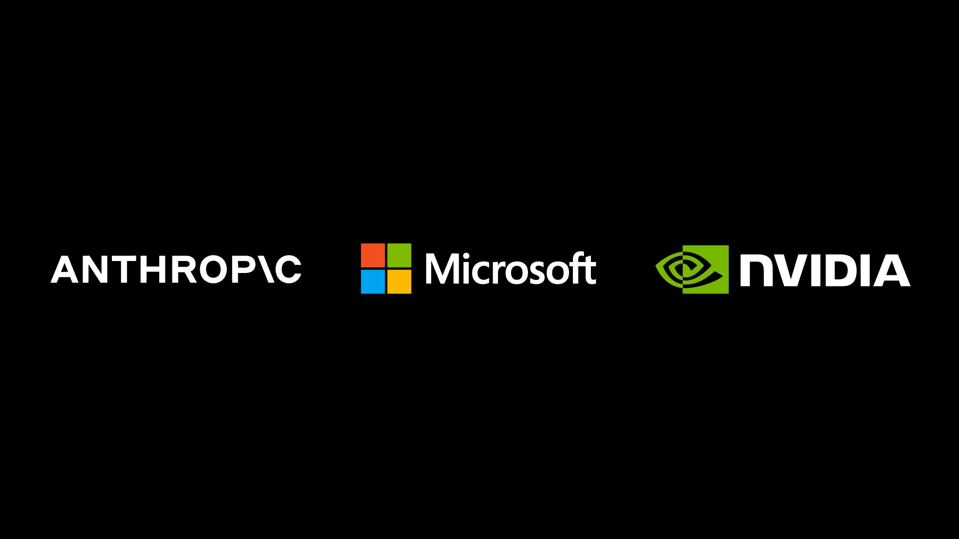 Anthropic, Microsoft, and NVIDIA logos are displayed on a black background.