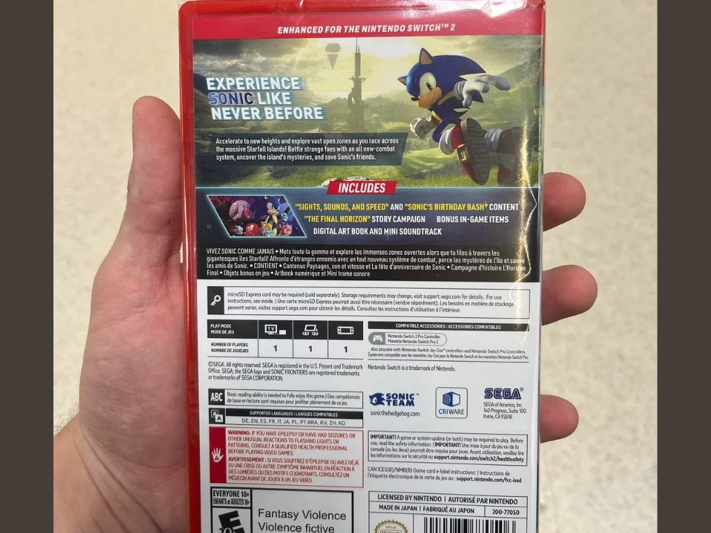 Sonic Frontiers Definitive Edition for Switch 2 Resurfaces as Retail Copies Reportedly Arrive
