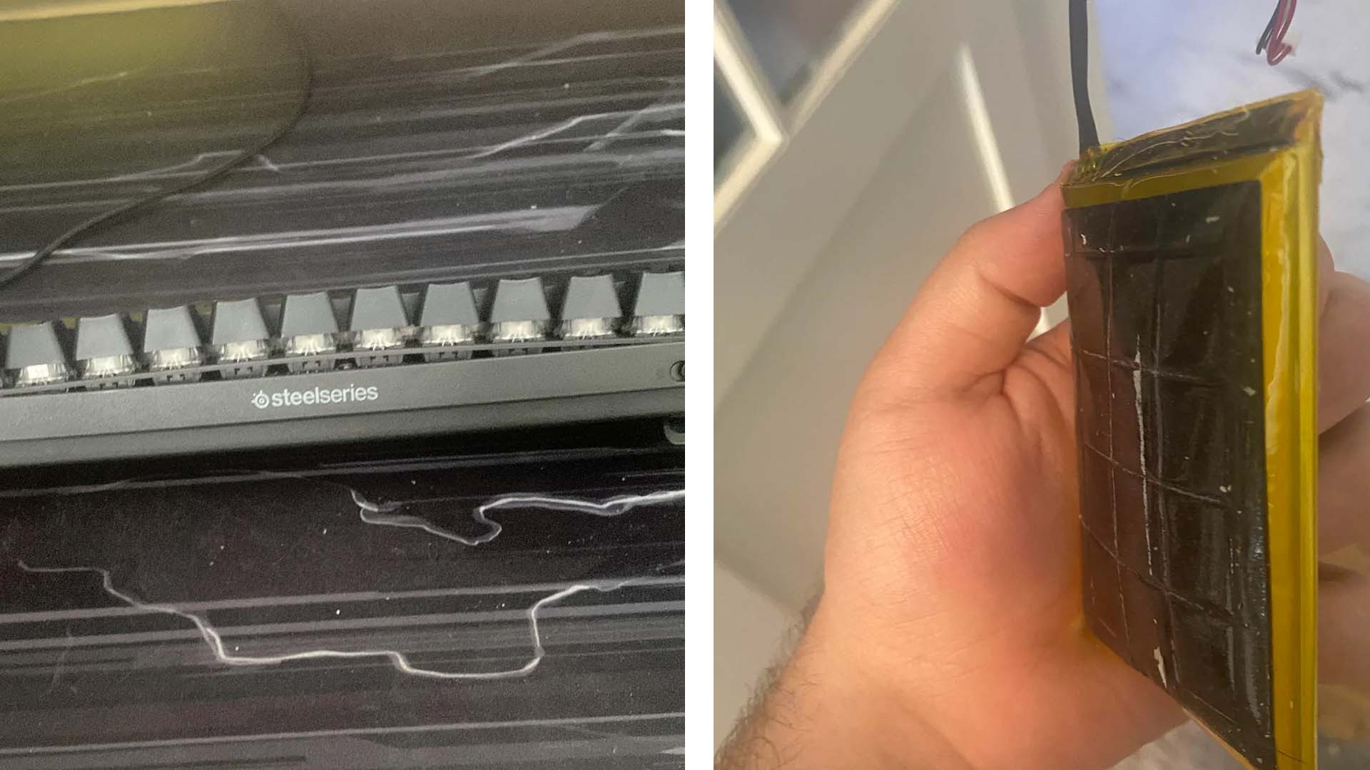 A SteelSeries wireless keyboard developed a bloated battery because of being plugged in for too long