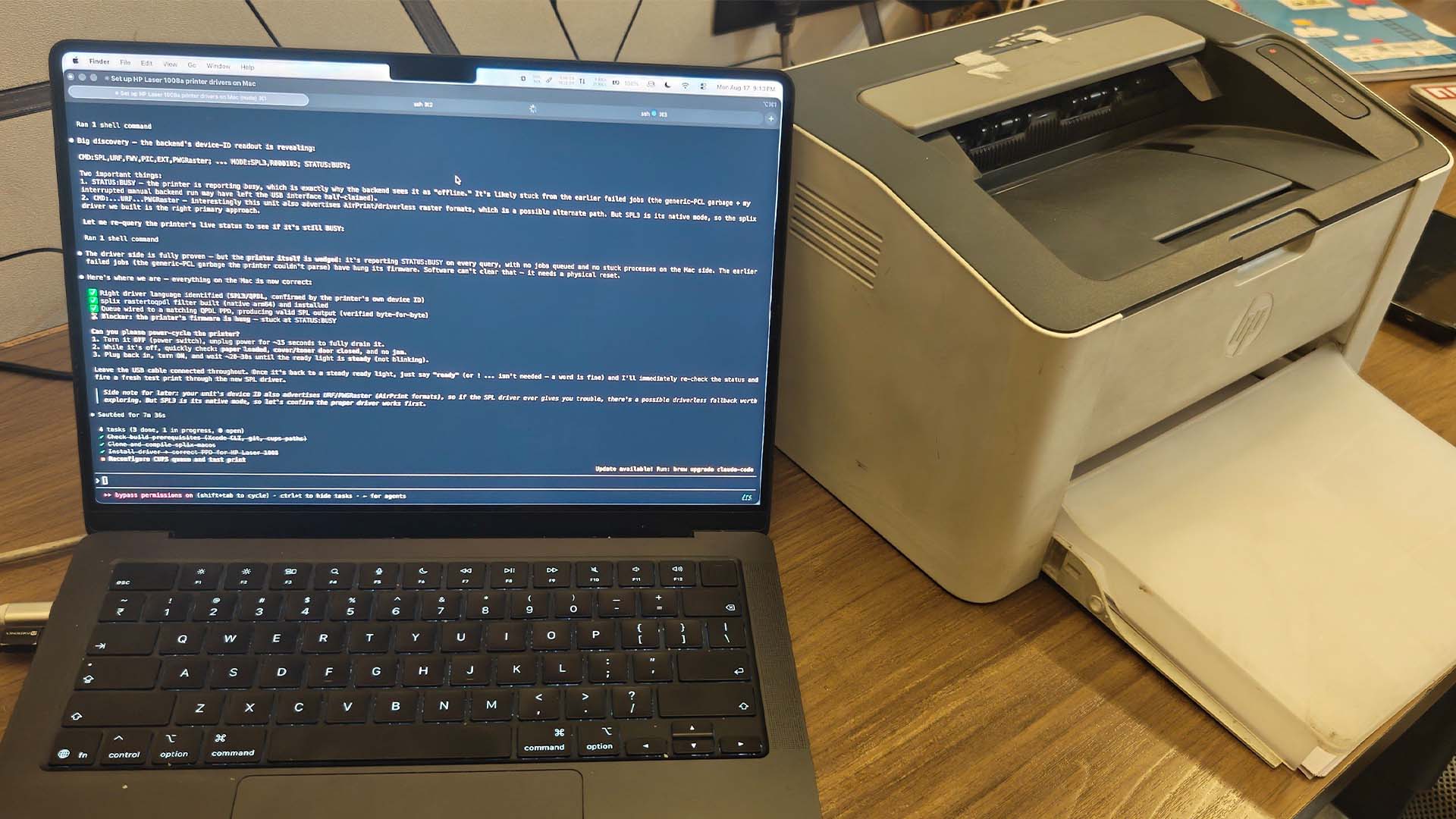 Claude AI was used to write a macOS driver so that it would work with an HP printer