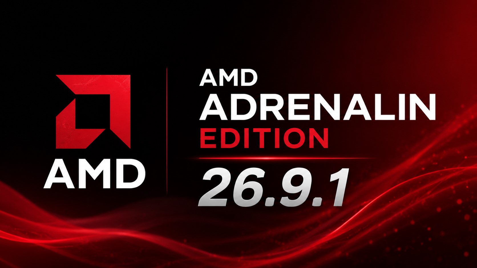 AMD logo alongside the text 'AMD Adrenalin Edition 26.9.1' on a red and black background.