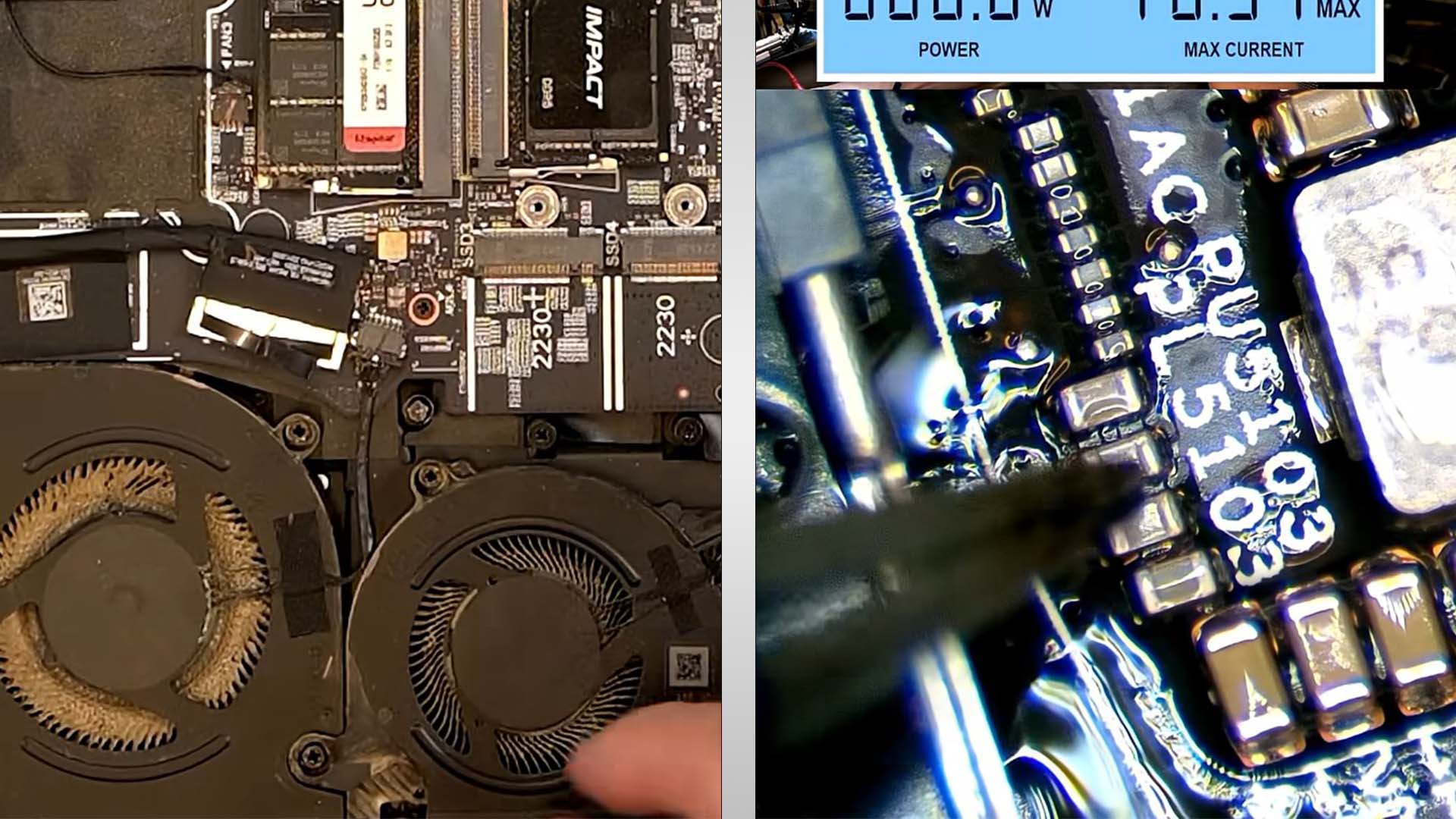 Gaming laptop's excessive overheating caused DDR5 power rail failure